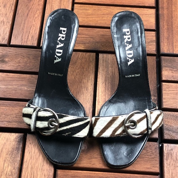 Prada Shoes - Prada Kitten Heel Mule Sandals